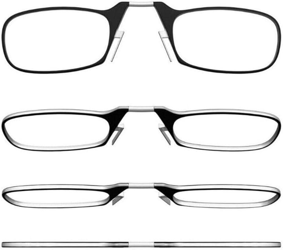 LEDON Reading Glasses and Pod Case 1.5 Strength Black Frames, Flexible Portable Mini Nose Clip Reading Glasses Wallet Pocket Phone image number 2