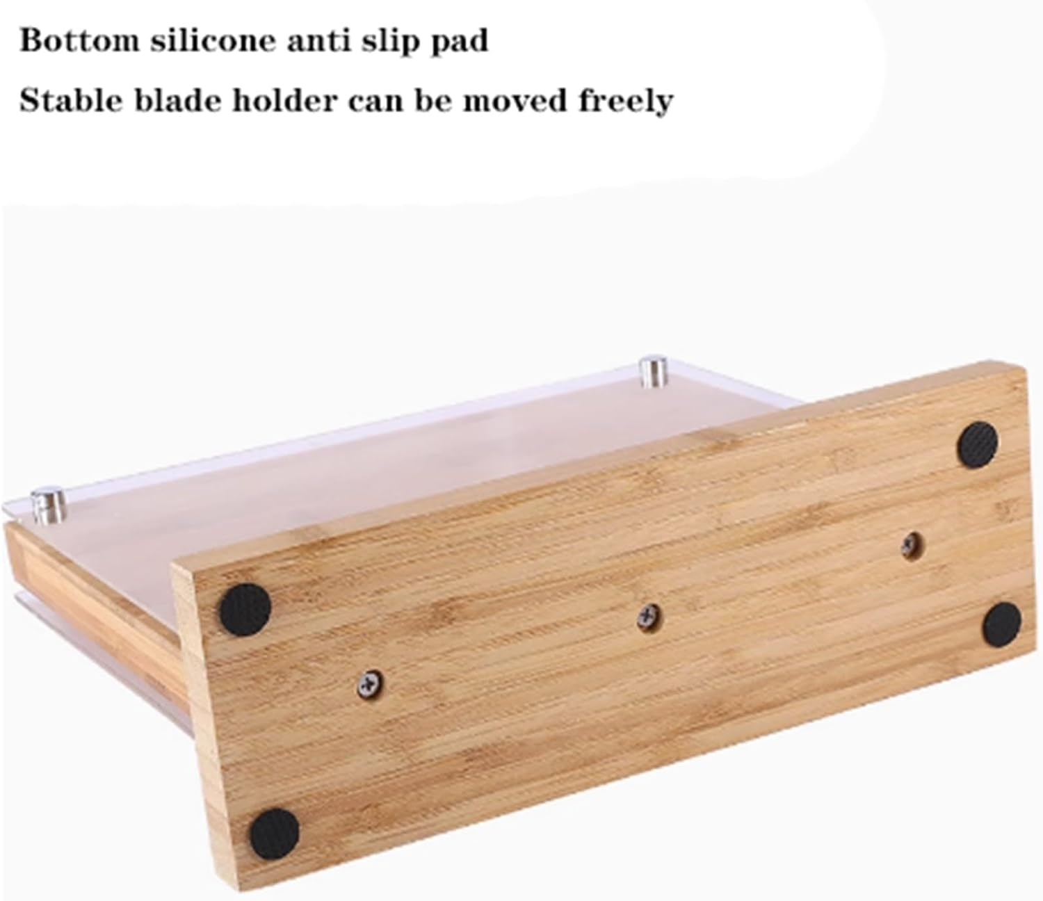 Magnetic Knife Block with Acrylic Shield 26*24 Cm, Double Side Kitchen Knife Holder without Knives- Acacia Wood Universal Knife Storage Organizer with Powerful Magnet for Kitchen Counter (Burlywood) image number 1