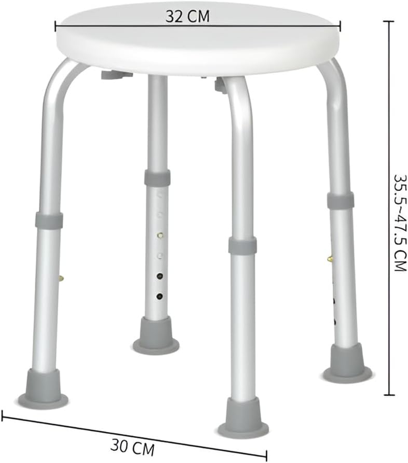 Portable Shower Chair, Non-Slip Bathing Stool, Footstool and Bath Chair, Shower Seat with Adjustable Height, Stool for Elderly People Children Pregnant Women (White) image number 5