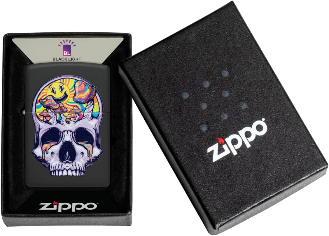 Zippo Skull Moon Design Windproof Lighter, Black Matte image number 3