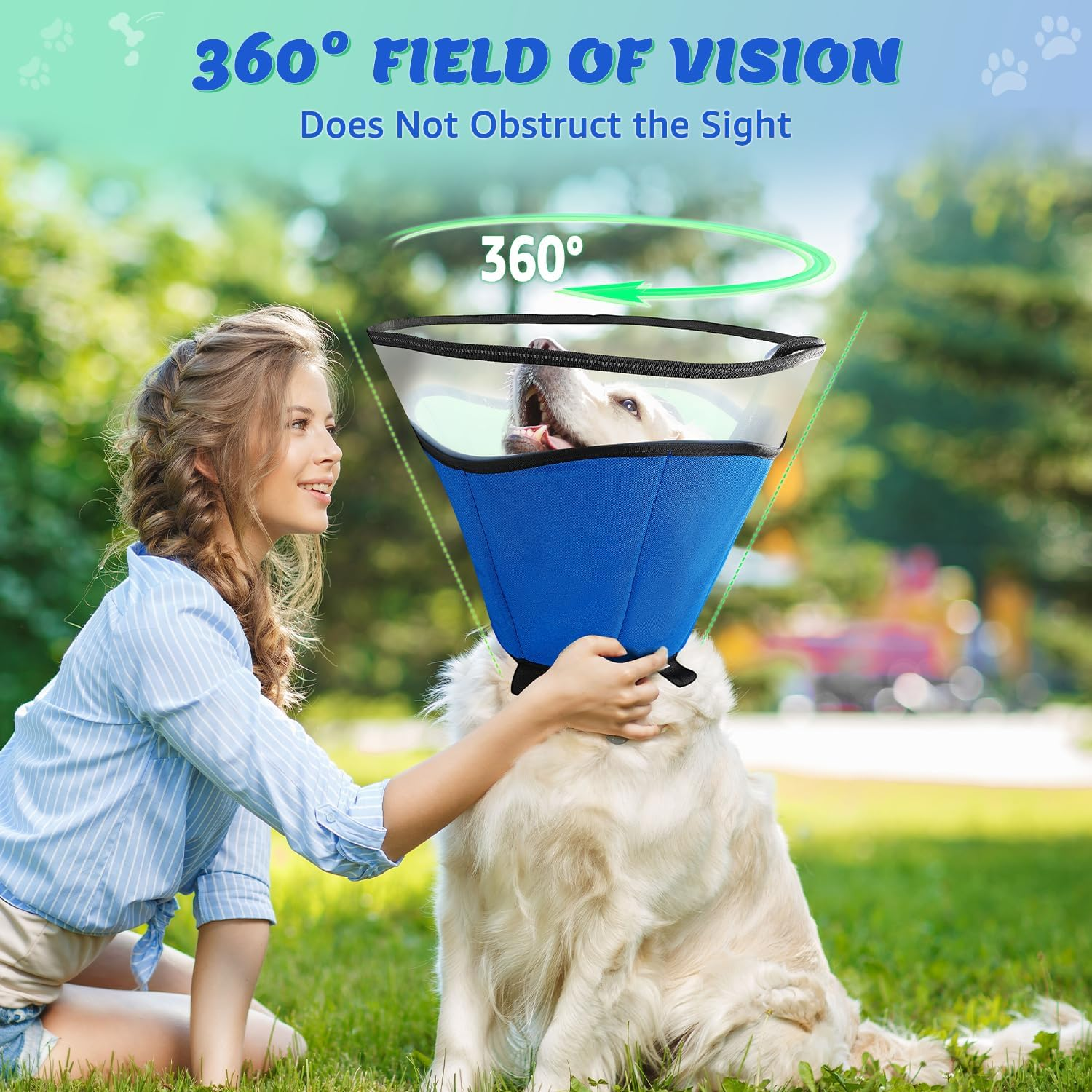 Slowton Cone for Dogs after Surgery - Soft Protective Neck Collar for Pet Recovery Adjustable Elizabethan Cone Collar for Large Medium Small Dogs and Cats Help Wound Healing Biting Licking Scratching image number 6