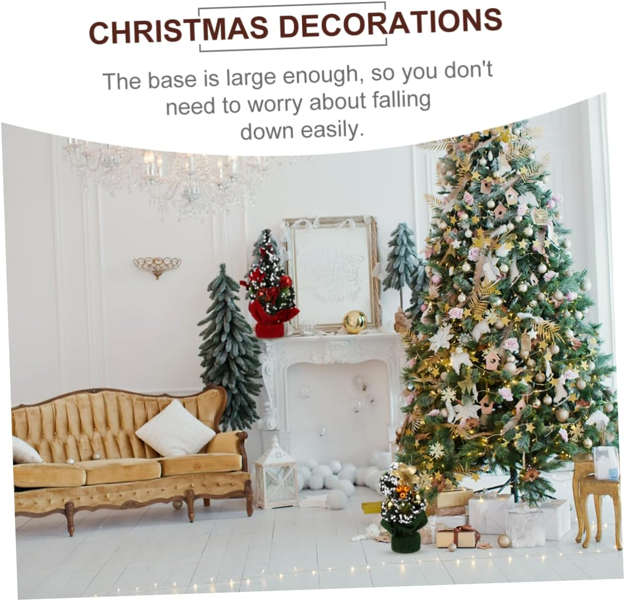 2Pcs Mini Christmas Tree Decor Artificial Ornaments for Festive Celebrations for Home Office Cafe and Holiday Parties Vibrant Colors Secure Base image number 5