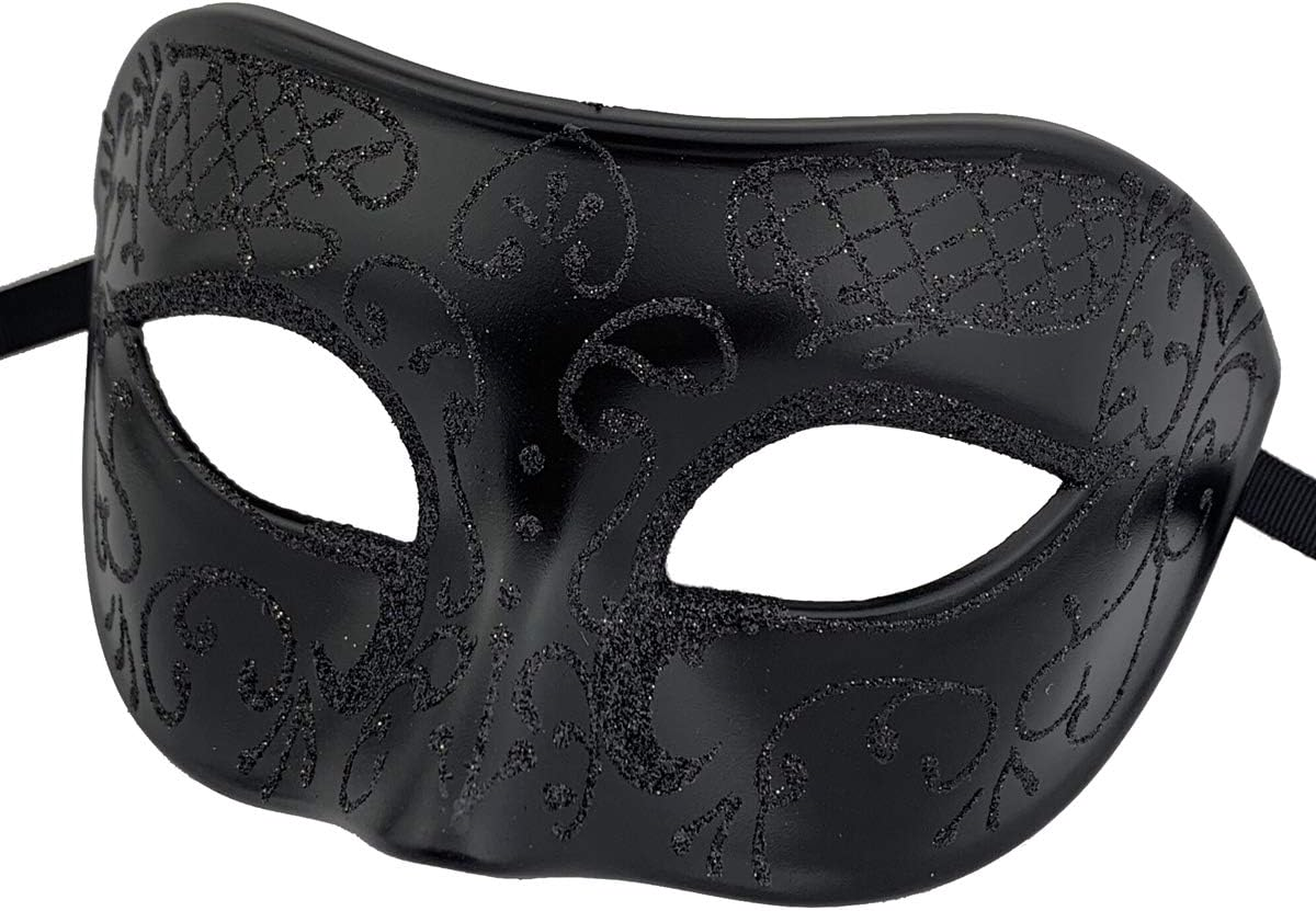 Couples Pair Mardi Gras Venetian Masquerade Masks Set Party Costume Accessory - Black Gold Couples image number 5