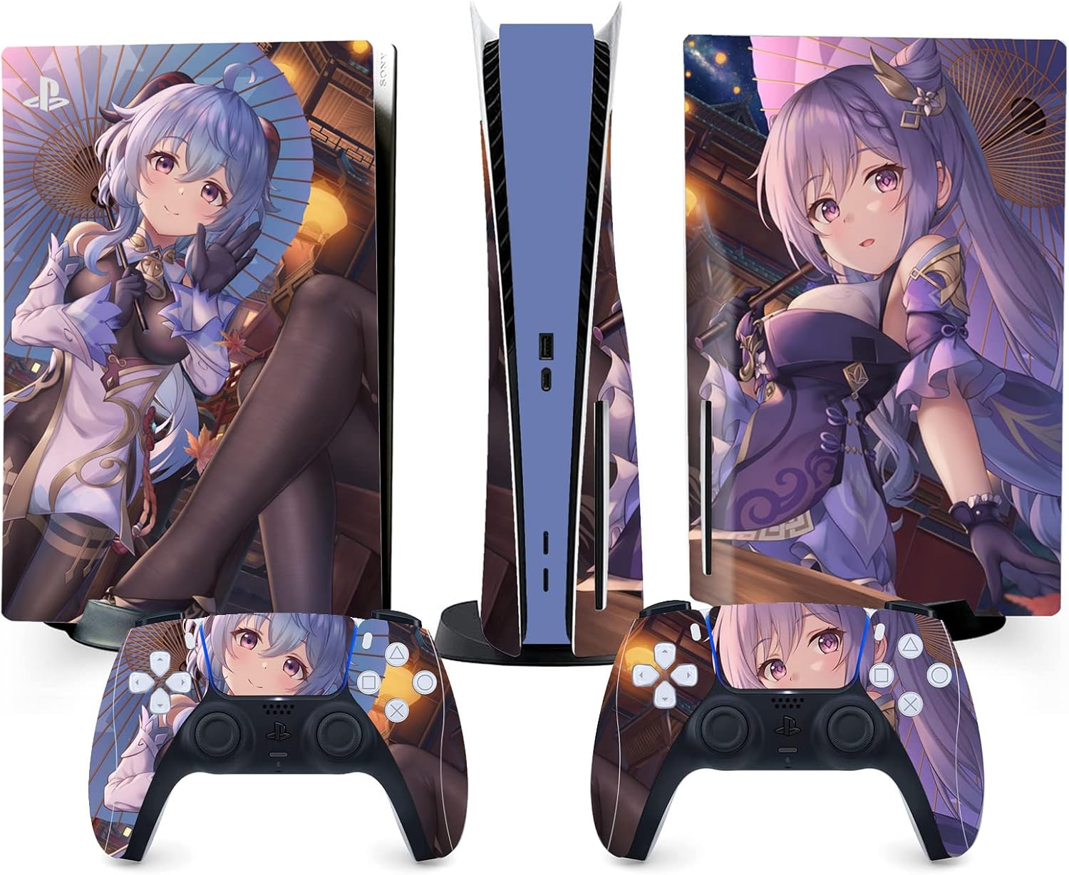 PS5 Console Skin and Controller Skin Set | Ganyu & Keqing Genshin Impact | Matte Finish Vinyl Wrap Sticker Full Decal Skins | Compatible with Sony Playstation 5 Disc Version image number 5