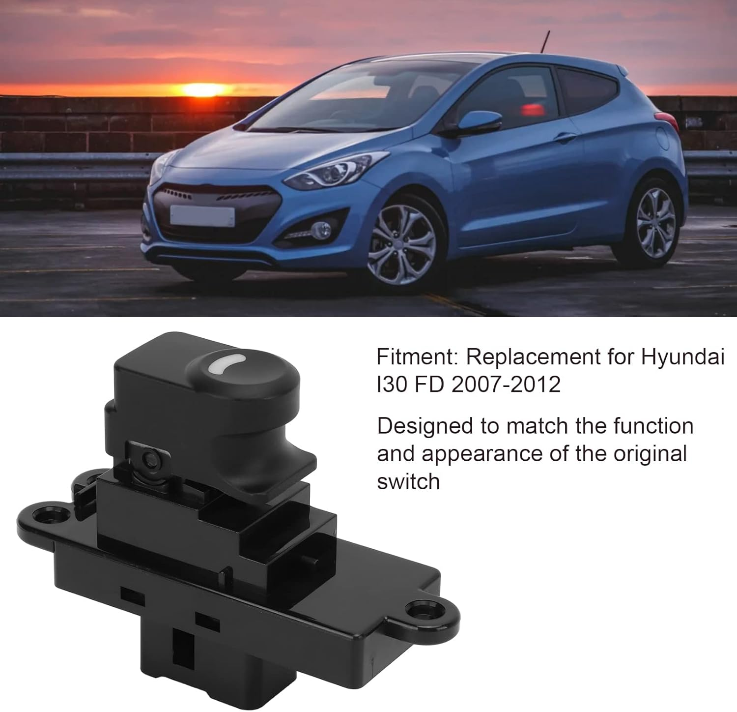 Rear Door Window Switch Black Single Window Switch Button Replacement for I30 FD 2007-2012 for Car image number 6