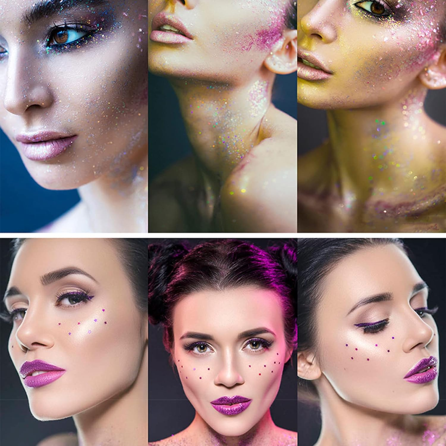 Roseflower Holographic Chunky Glitter, Mix Multi Flakes Dreams Iridescent Festival Cosmetic, Body Face Eye Hair Nail & Eyeshadow, Decoration Perfect Halloween, Resin, Slime, Tumbler, Craft, Makeup