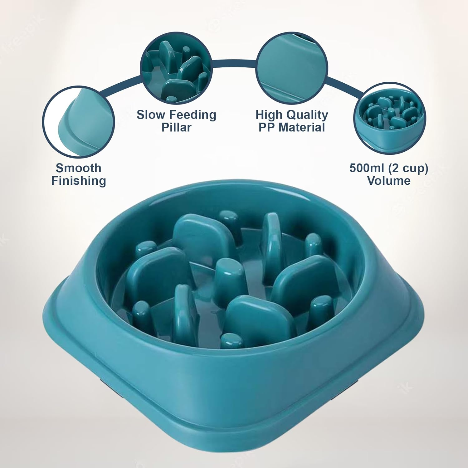 Slow Feeder Dog Bowl - Interactive Feeding, 500Ml (2 Cup) Capacity, Reduces Bloating, Fan Puzzle Design, Small to Medium Dogs, Food Grade Material, Non-Slip, Anti-Gulp, Durable (Green) image number 6