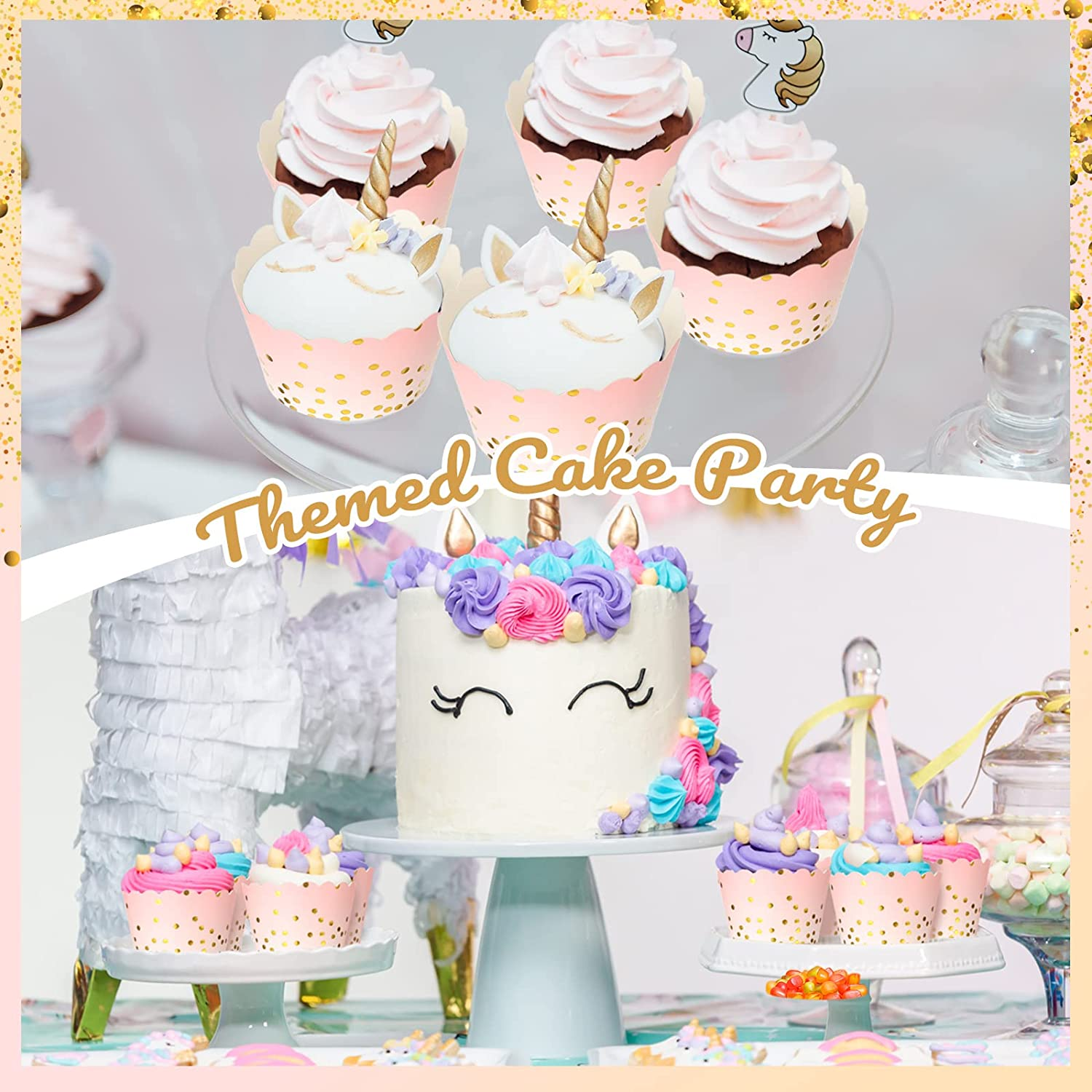 100 Pcs Pink Cupcake Liners 4.5 Oz Gold Polka Dot Paper Baking Cups for Muffins Desserts Bake, Easter, Baby Showers, Wedding and Birthday Party image number 2