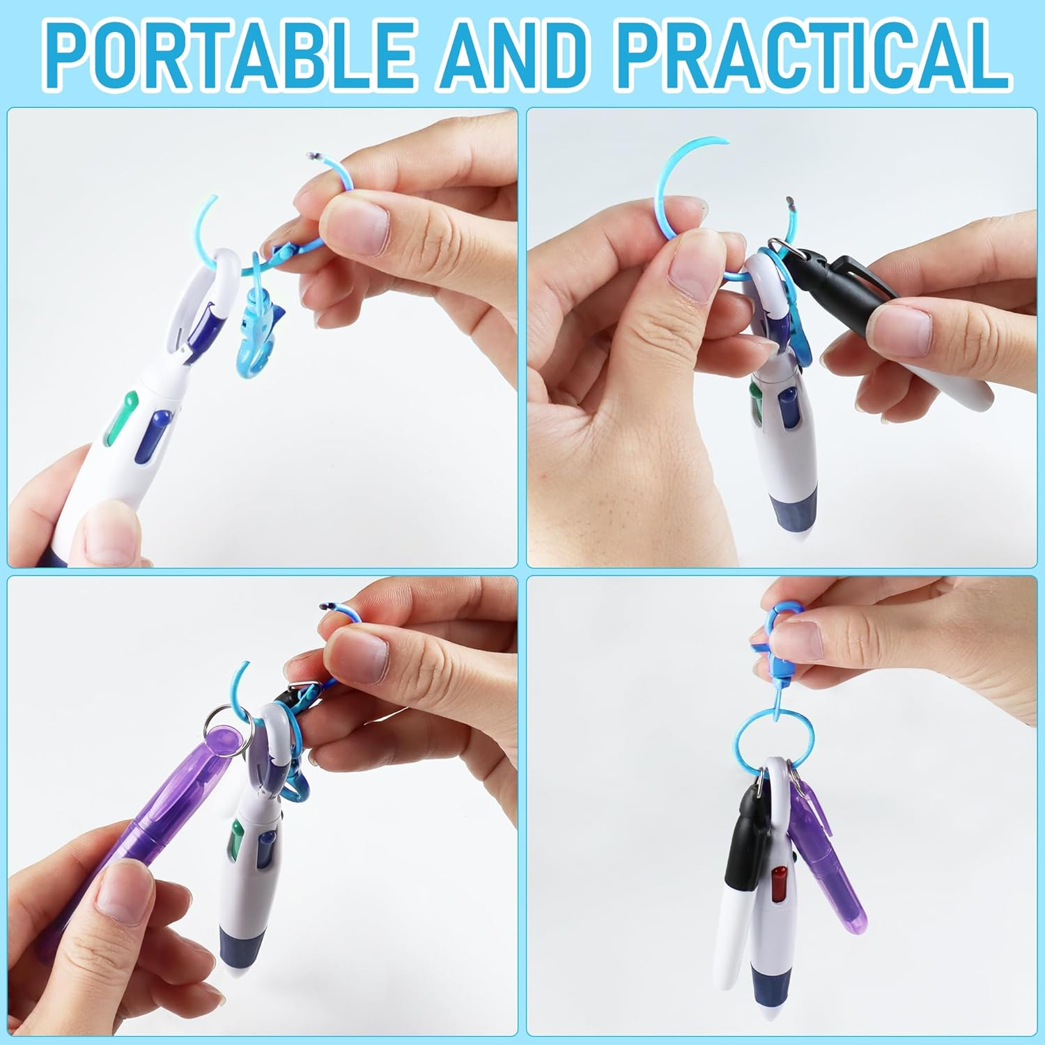 HOYDATE 8Pcs Mini Highlighter Nurse Pen Pack Set Nurse Pens for Badge Include Tip Highlighter 2 Permanent Marker Pens and 2 Retractable Ball Pen with 2 Nursing Keychain Clip (Rose Red+Blue) image number 6