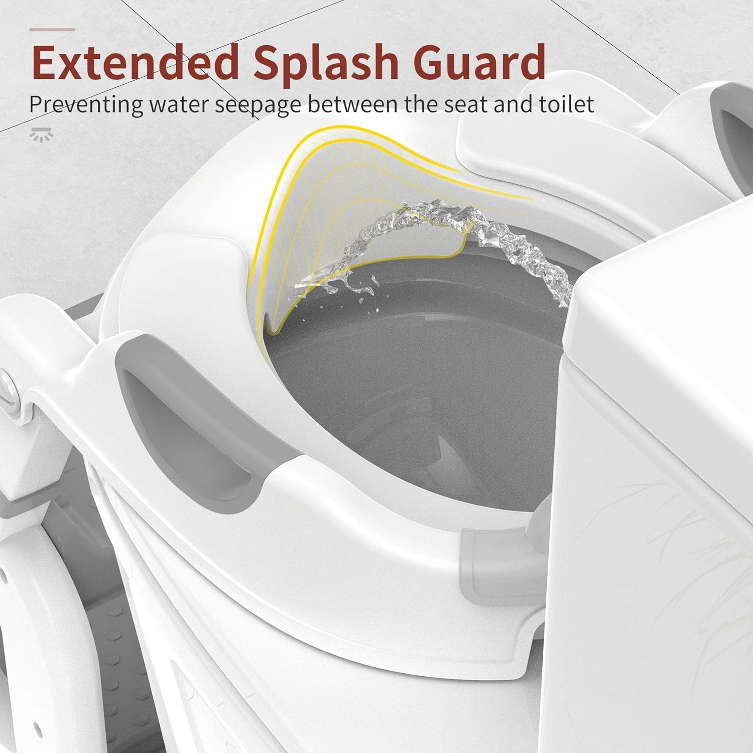 Potty Training Seat, Upgrade 2 in 1 Potty Training Toilet for Toddler, Toddler Toilet Seat for Boys Girls with Splash Guard, Anti-Slip Pad and Step Stool (Grey) image number 2
