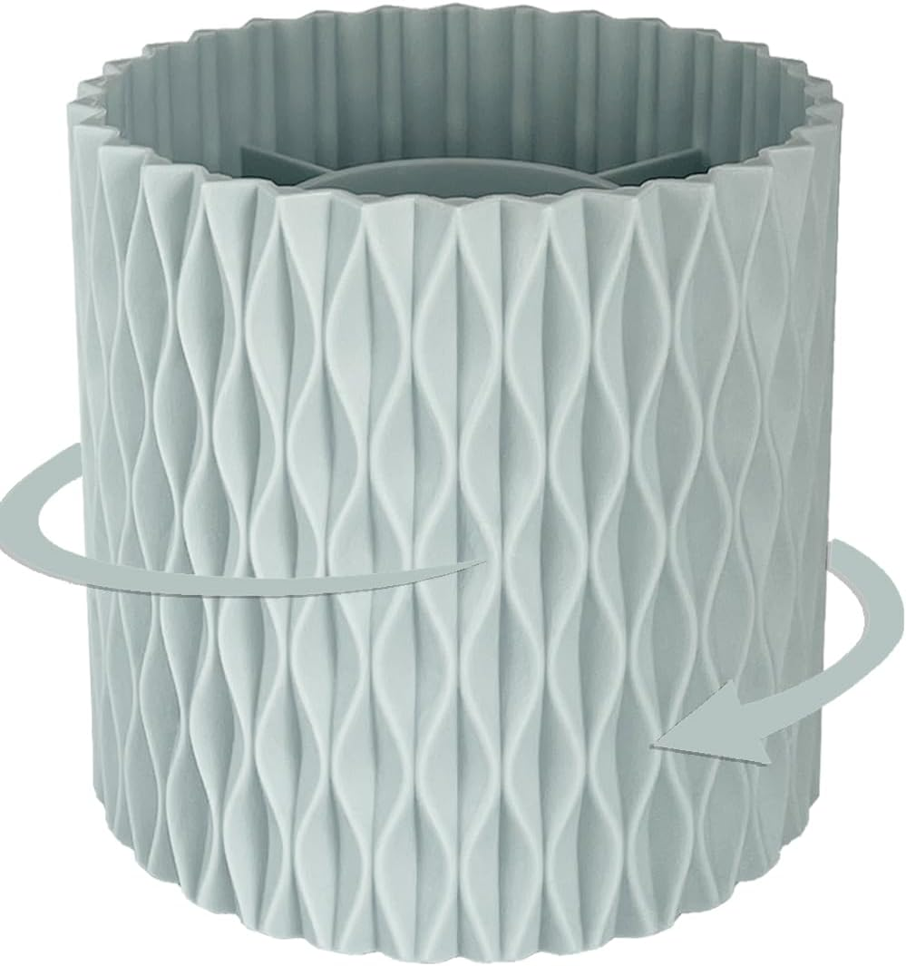 Rotating Pen Pencil Holder for Desk, 5 Slots Unique White Desk Pen Organizer Easthetic Desktop Supplies and Accessories for Women Girls, Pen Cup Pencil Caddy for Office Home Art Supply