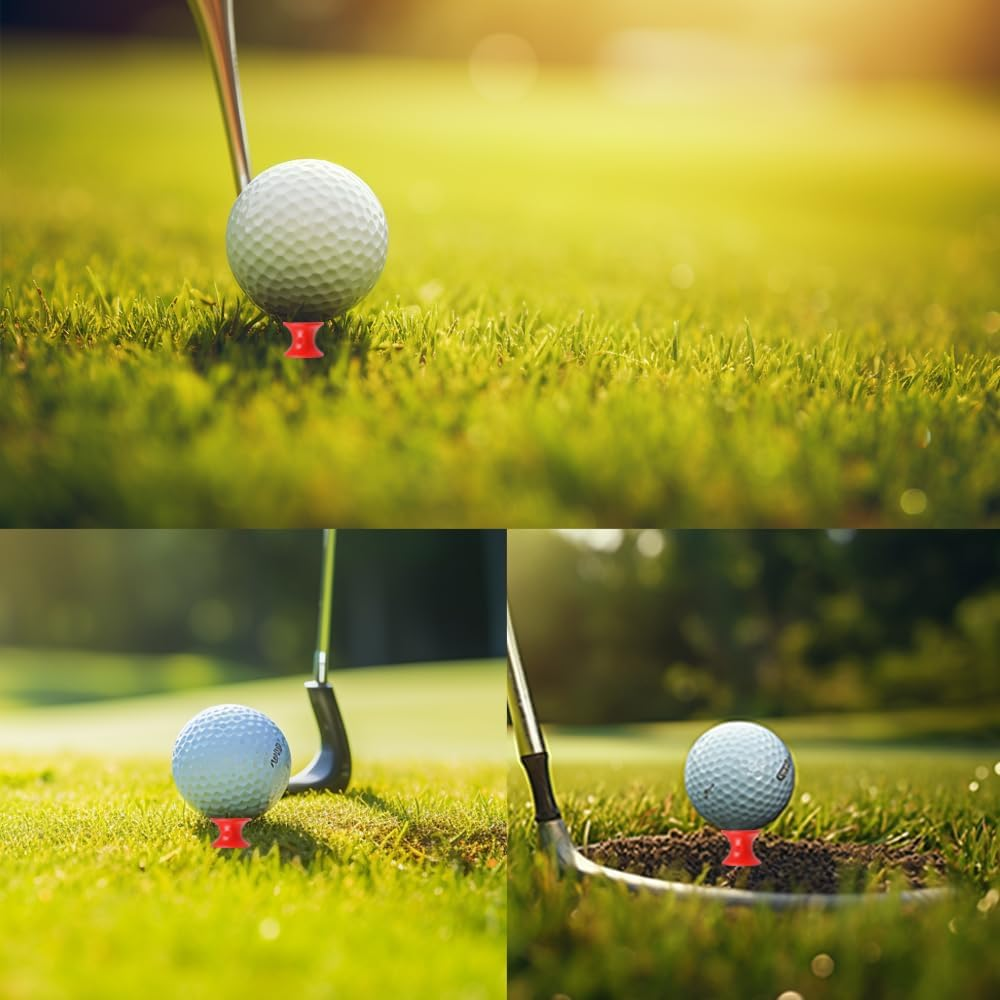 DAZISEN Golf Tees Plastic - 25MM/32MM Durable Small Castle Golf Tees Green/Red (100 Pcs) image number 1