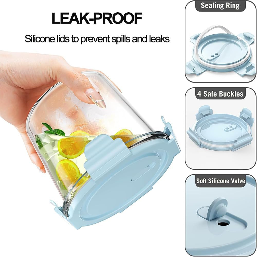 4 Pack Glass Meal Prep Containers with Airtight Lids, Leak-Proof Soup Stew Food Storage & Meal Prep Container, Reusable Glass Soup Containers Overnight Oats Containers for Leftover, Soup, Fruit image number 2