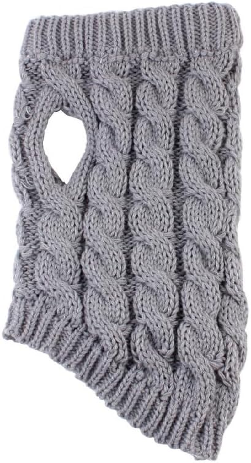Turtleneck Sweater for Dogs - Gray Cable Knit Pullover &ndash; Warm Puppy Clothes (Grey, M)