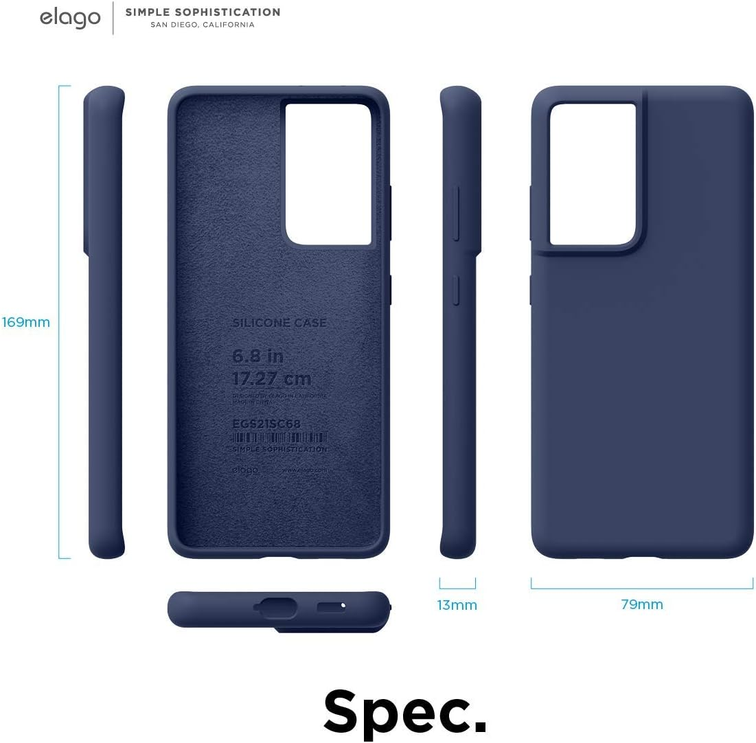 Elago Silicone Case Compatible with Galaxy S21 Ultra Case Cover - Premium Liquid Silicone, Raised Lip (Screen & Camera Protection), 3 Layer Structure, Full Body Protection (Jean Indigo) image number 2