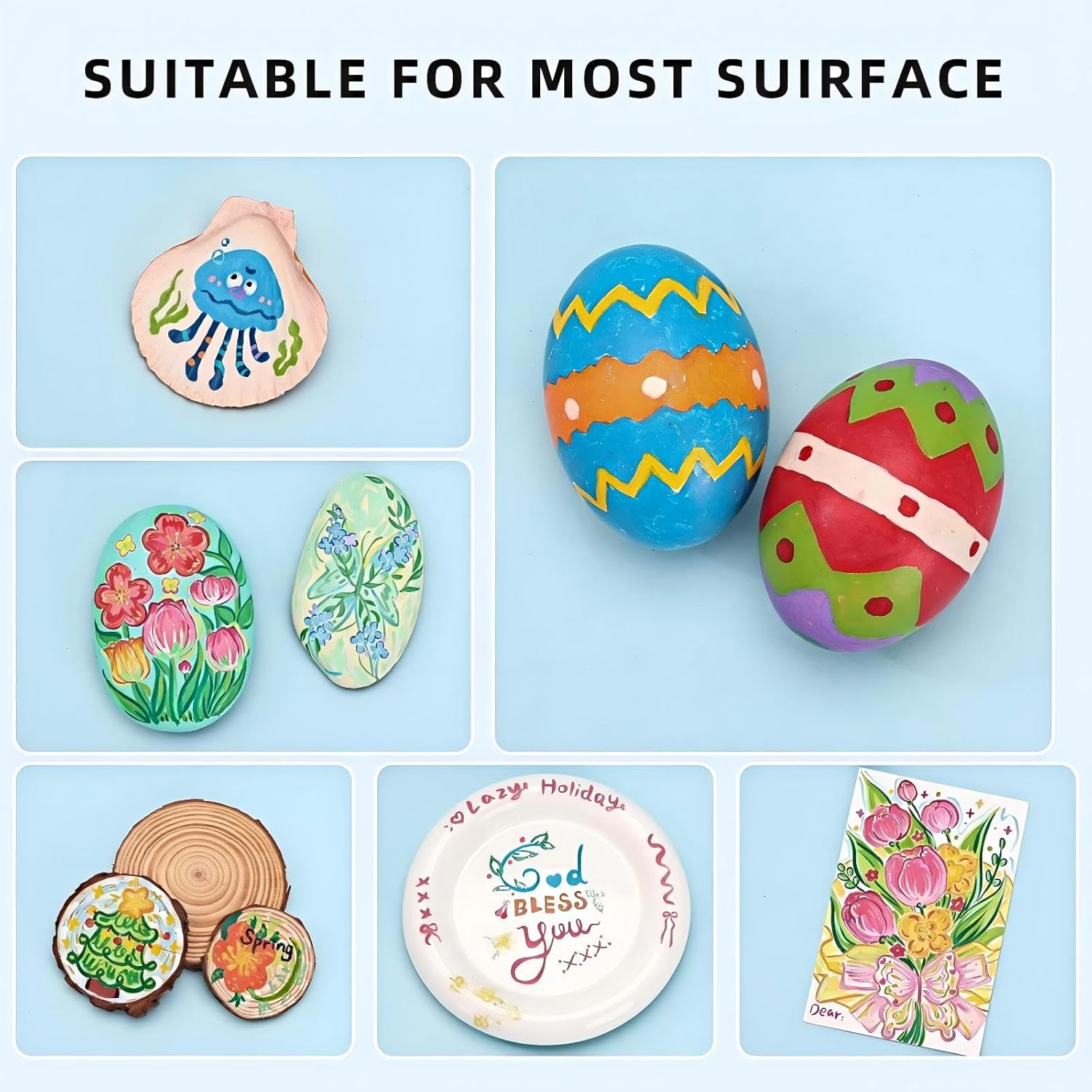 24 Colors Acrylic Paint Pens, Soft Brush Tip Acrylic Paint Markers with Fast Drying & No-Bleed Ink, Acrylic Markers for Rock Egg Wood Glass Canvas Painting and Drawing DIY Crafts Art Supplies image number 6