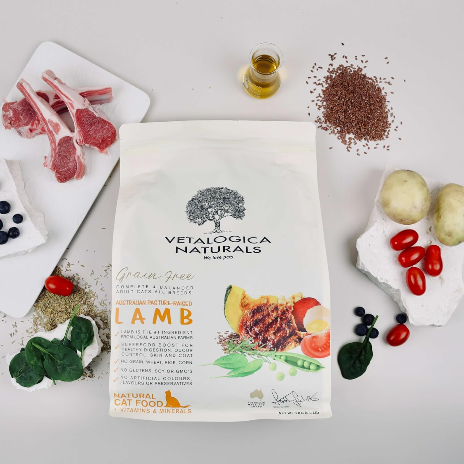 Vetalogica Naturals Grain Free Lamb Adult Dry Cat Food 3 Kg