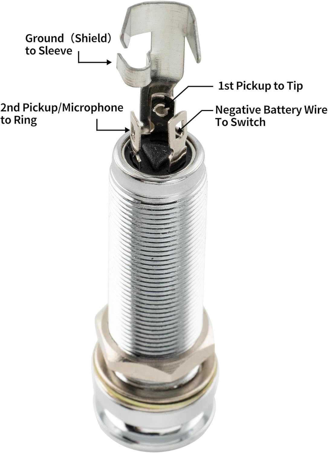 Musiclily Pro 1/4 Inch Mono/Stereo Endpin Output Jack Strap Button Threaded Jack Socket for Acoustic Guitar Bass, Chrome image number 2