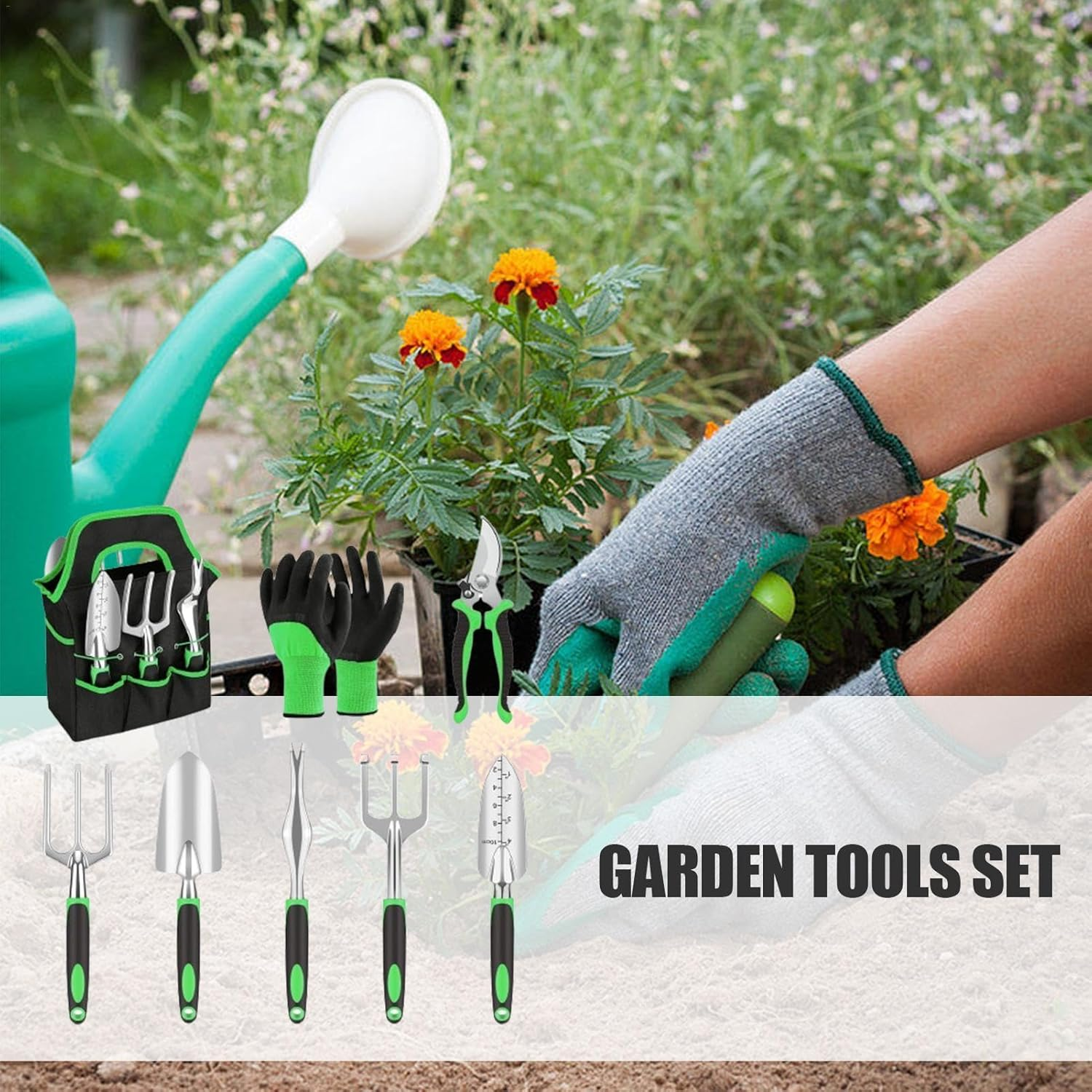 Outdoor Gardening Supplies - Metal Portable Gardening Supplies Hand Tools for Outdoor,18X Ergonomic Garden Pruning Tools with Storage Bag for Men Women Gardening Enthusiasts
