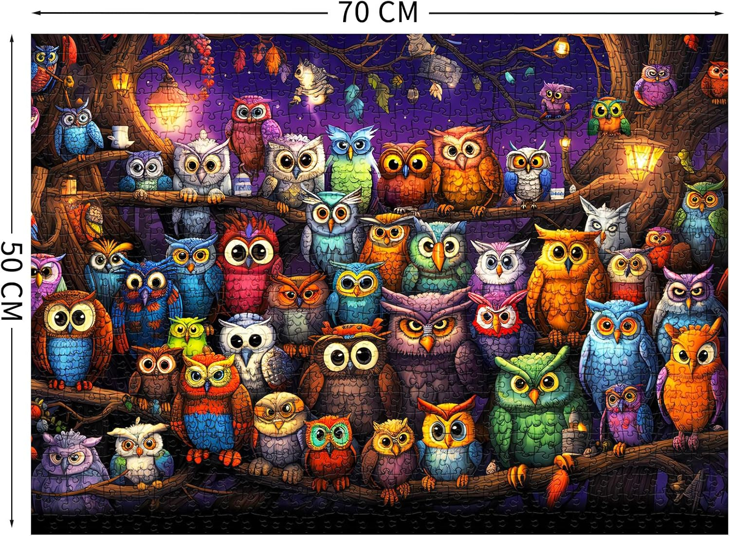 Jigsaw Puzzles for Adults 1000 Pieces, Interlock Perfectly Letter on Back No Dust, Home Decor Birthday Gift Toy for Men Women Elders Seniors, 1:1 Poster - Owl Family image number 5