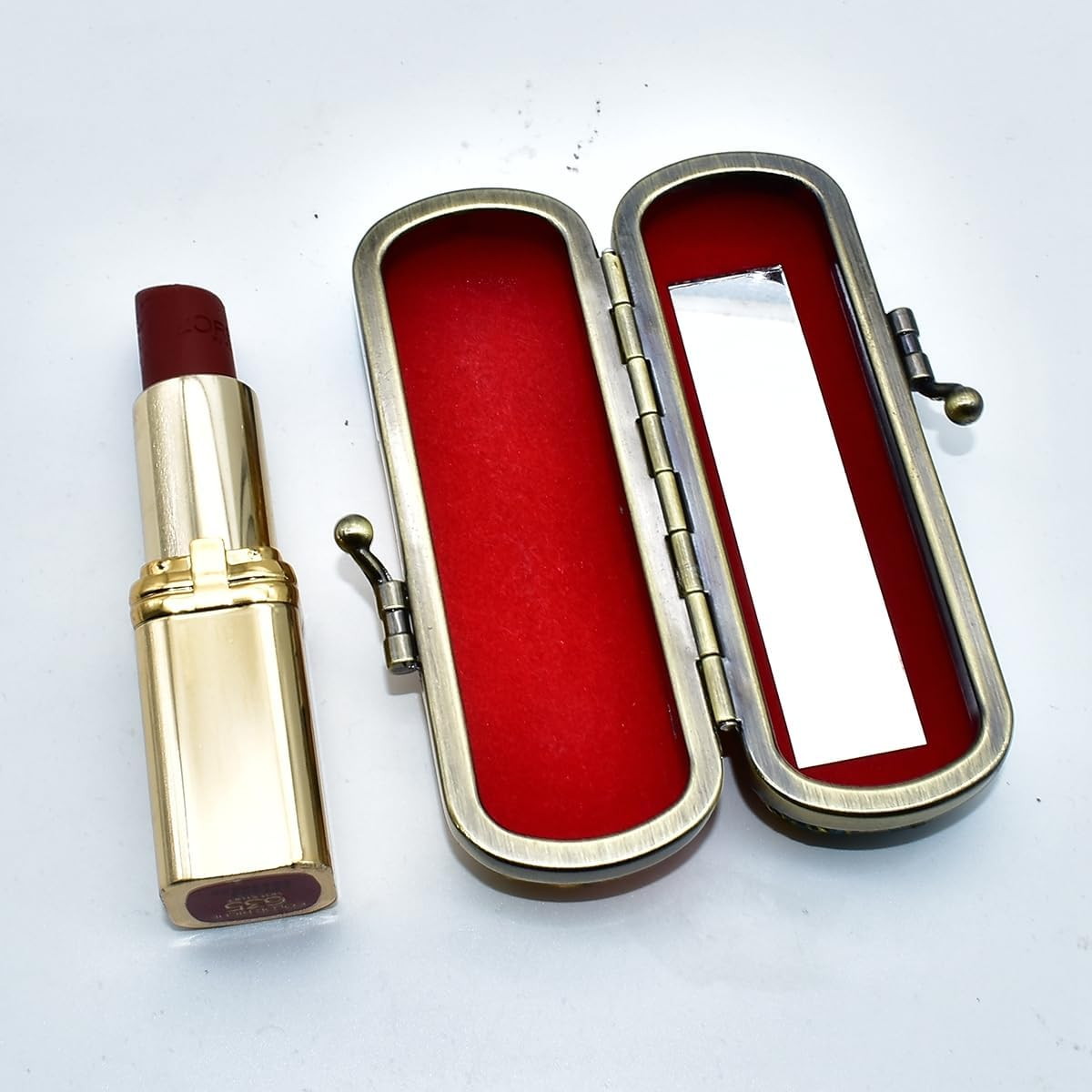 Ladies Floral Lipstick Case Holder with Mirror,Makeup Cases for Women, Yellow, Women image number 5