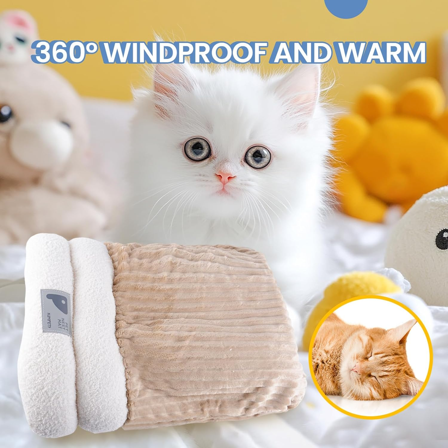 Cat Sleeping Bag for Indoor Cats Winter Cat Sleeping Bag Soft Plush Cat Cave Bag for Cats Small Dogs Comfortable Pet Snuggle Sack 360&deg; Wrap-Around image number 1