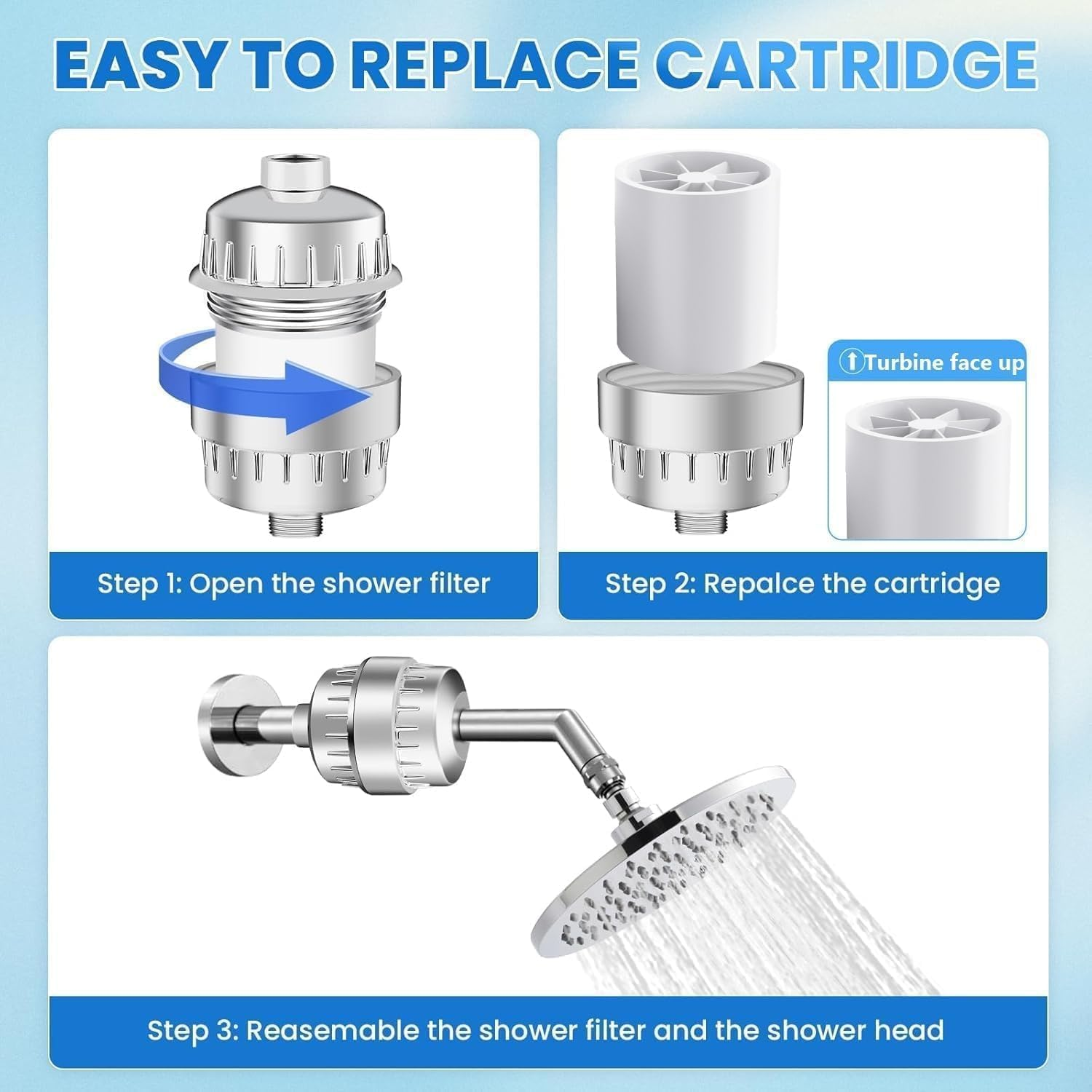 Shower Filter Replacement Cartridge 6 Pack - ​30-Stage Hard Water Shower Head Filter Universal Fit, Chlorine Removal & ​Heavy Metal Filtration Water Cartridge for Shower Head image number 4