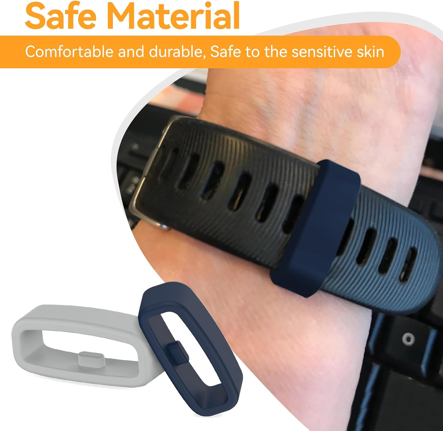 6-Pack Band Keepers Compatible with Garmin Vivosport/Vivosmart HR Hr+/Approach X10 X40/Vioactive 4S/Vivomove 3S/Venu 2S Bands Silicone Fastener Rings Security Loop/Holder/Retainer image number 1