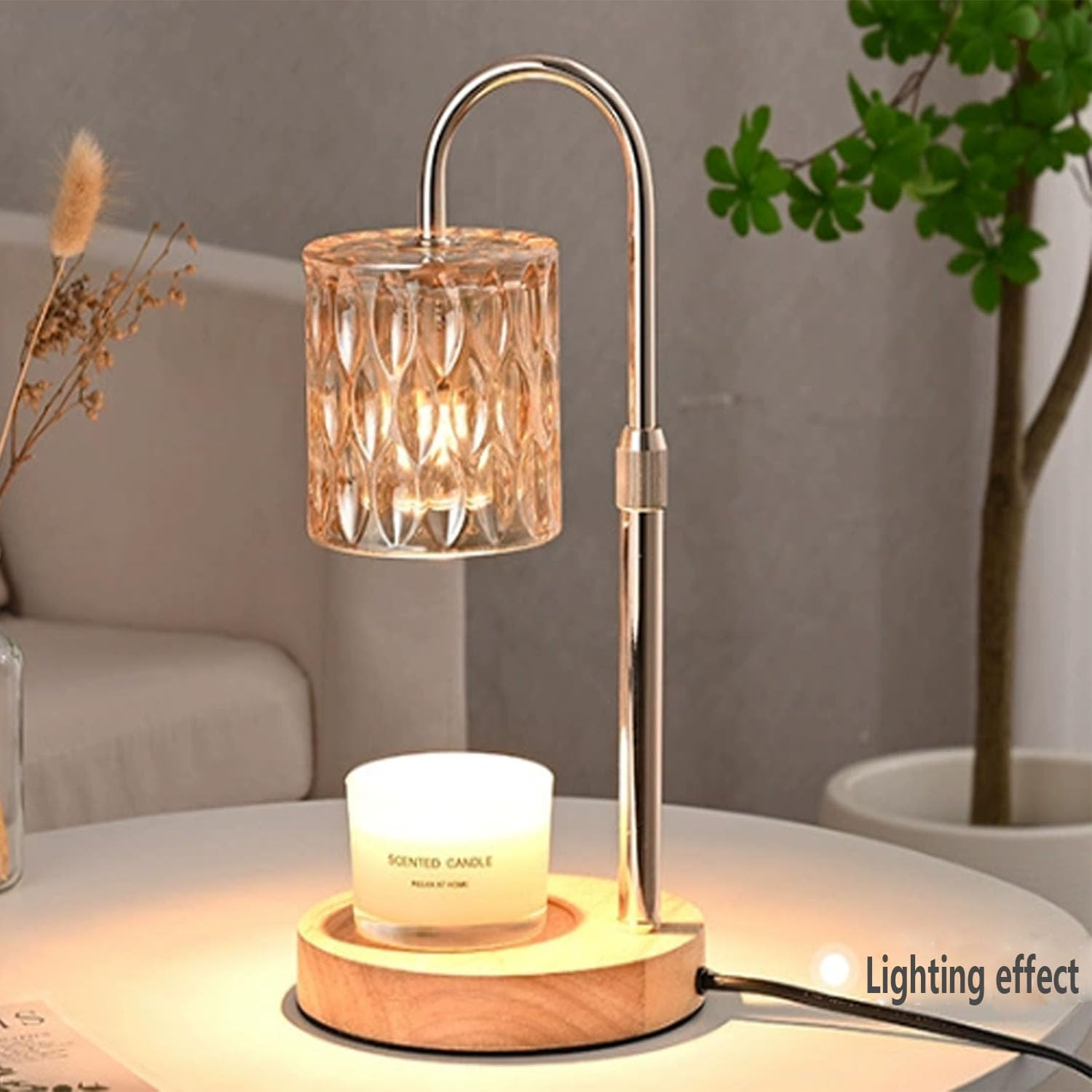 Dimmable Candle Warmer Lamp with Timer, Height Adjustable Electric Wax Warmer for Home Decoration with Top down Light Heat Melting for Any Size Jar Candles image number 5