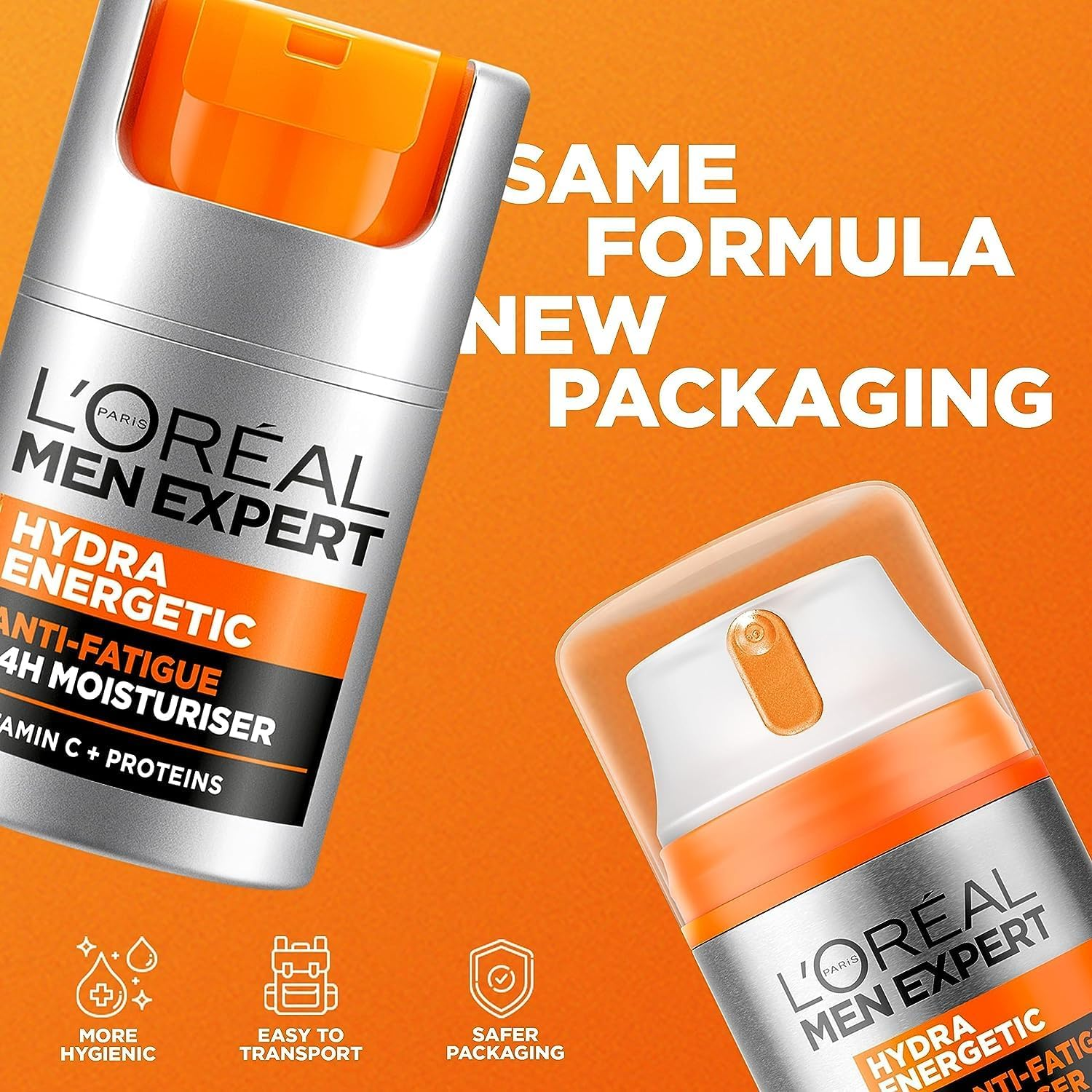 L'Or&eacute;al Paris Men Expert, Hydra Energetic Skincare for Men, for Dry and Tired Skin, with Vitamin C, Trio Bundle - Face Scrub 100Ml, Face Wash 100Ml & Face Moisturiser 50Ml image number 2