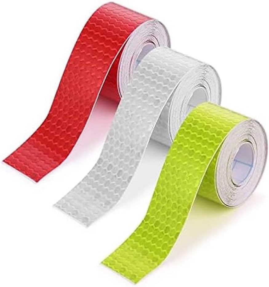 DACUAN Reflective Stickers, 3 Rolls Warning Car Safety Reflective Stickers Waterproof, Night Safety Stickers, Reflective Tape for Trailer Bicycles Clothing Silver, Red, Yellow image number 3
