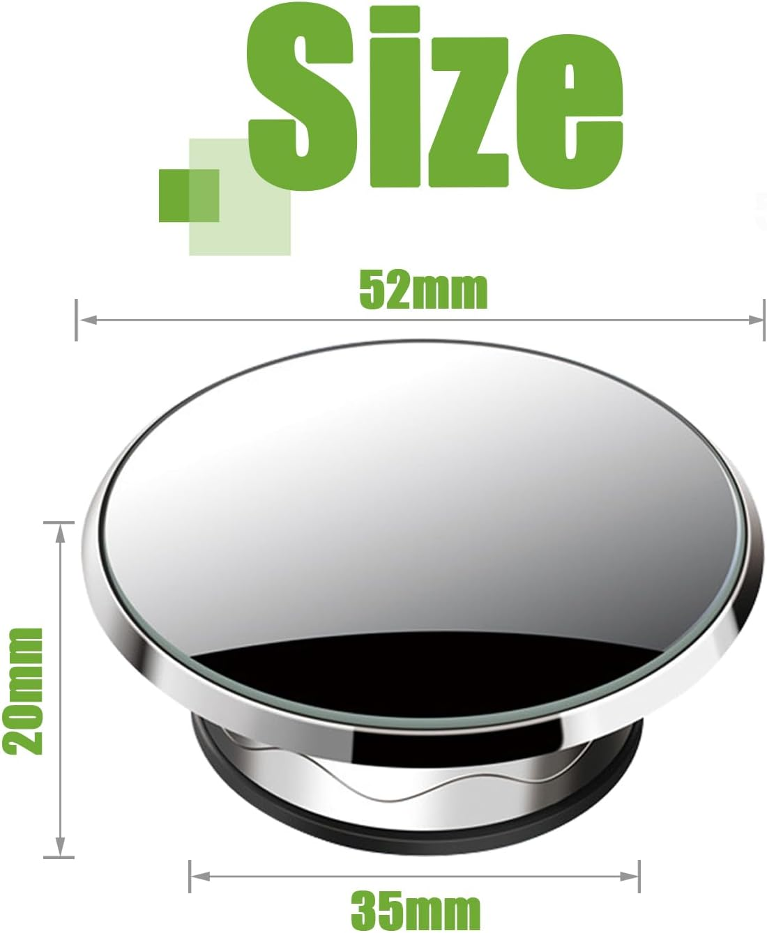 2 Pcs 360&deg; Rotate Car Blind Spot Mirrors HD Glass Side Blindspot Mirror round Shaped Frameless Rear View Mirrors with Suction Cup, Car, Van, SUV, and Trucks Accessories (Silver) image number 5