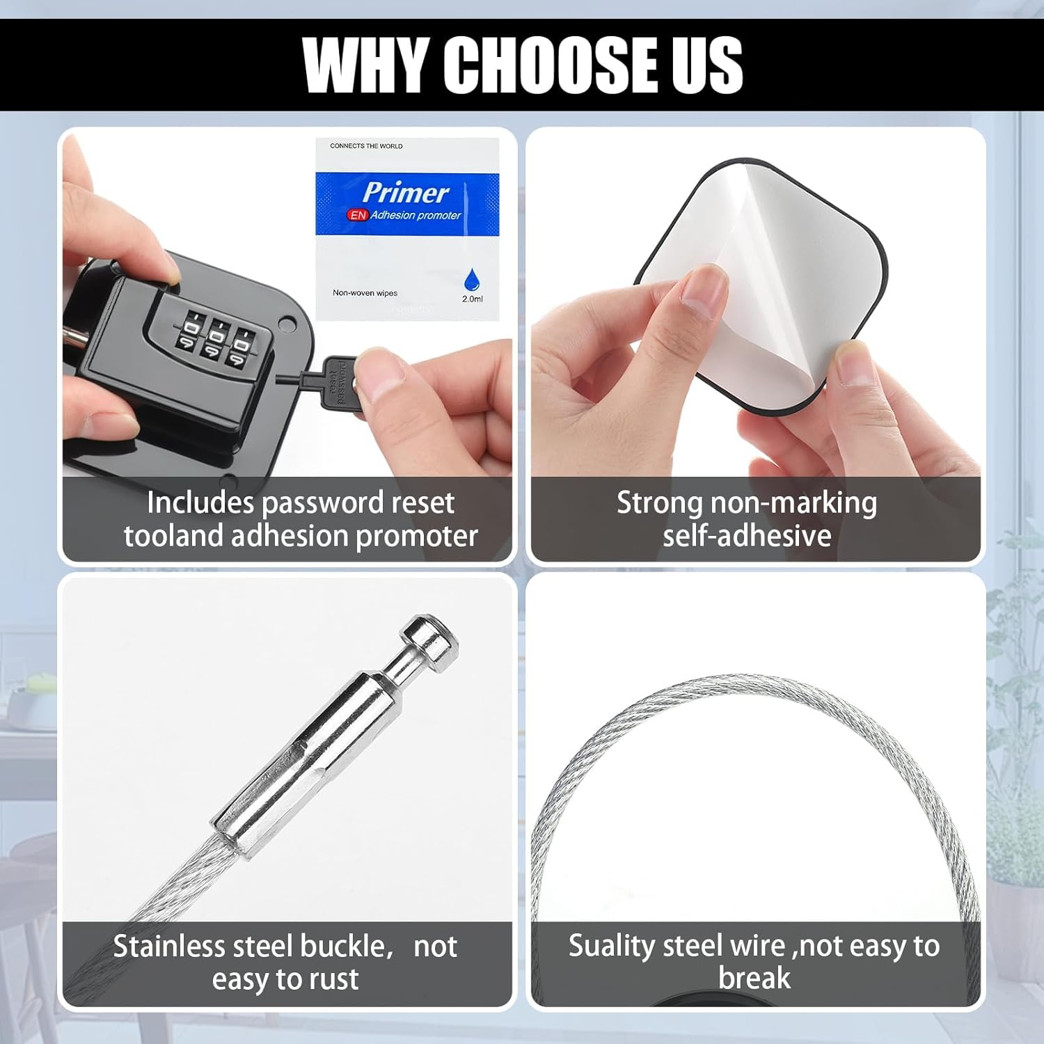 2 Pack Child Safety Cabinet Locks Plastic Fridge Lock for Kids Heavy Duty Refridge Lock Self Adhesive Combination Locks for Cabinets Window Drawers No Drilling No Keys Needed image number 4