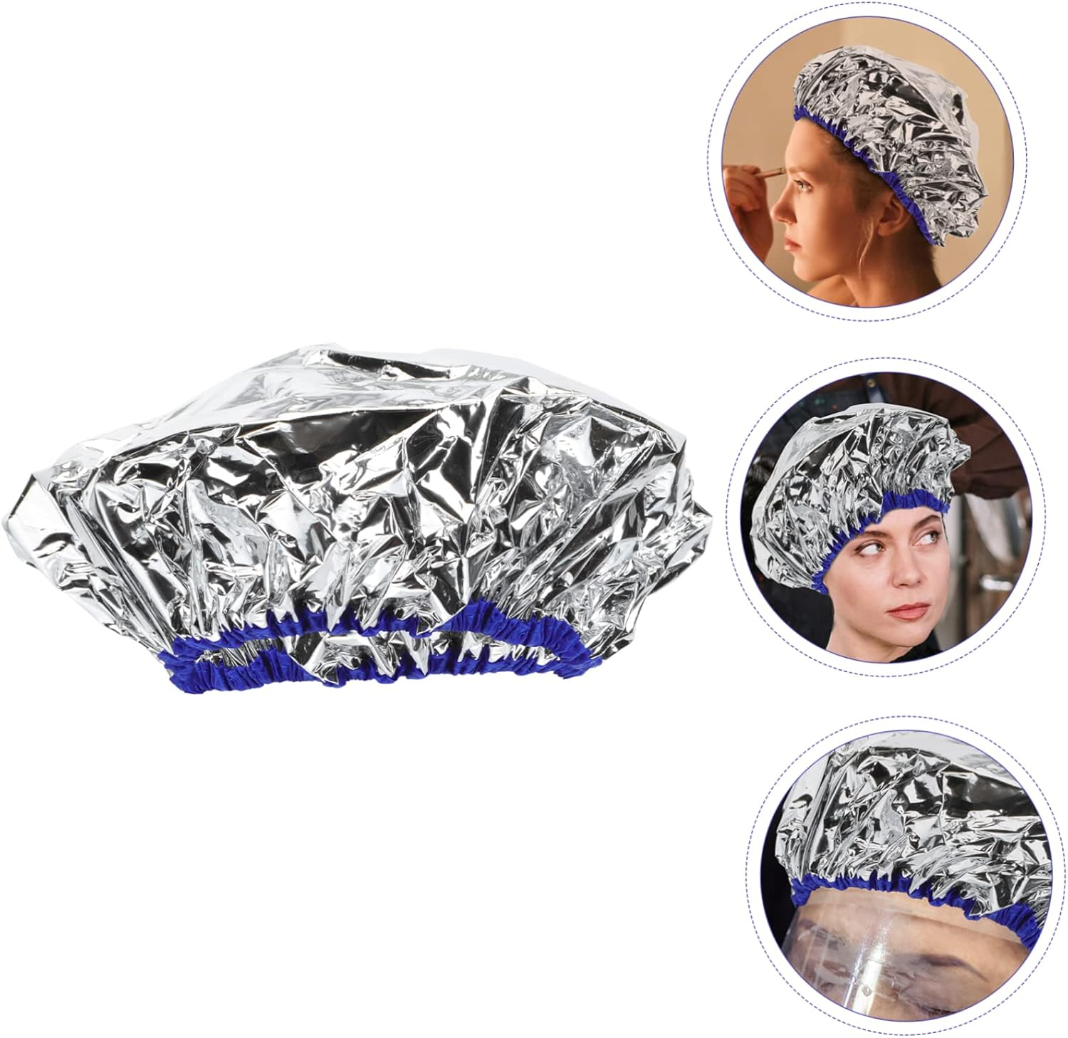 Hair Treatment Cap Silver Thermal Self-Heating Aluminum Foil Scalp Protection for Home Hair Care and Deep Conditioning image number 6