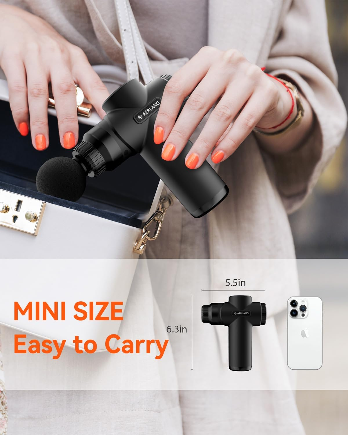 AERLANG Massage Gun, Massage Gun Deep Tissue, with 10 Speed Levels, Type-C Charging, Portable Handheld Muscle Massager, Home and Office Use, Ideal Gifts for Men - Black image number 1