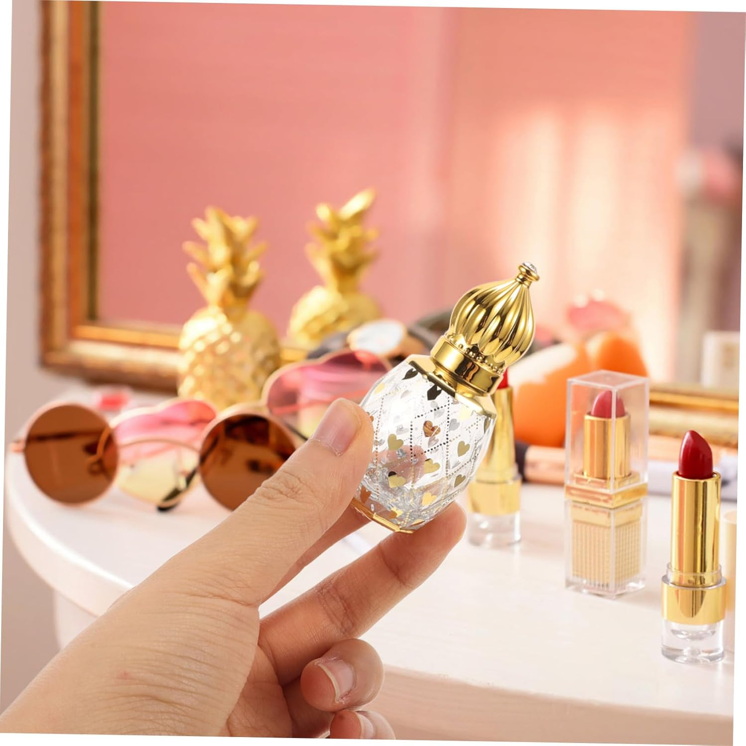 4Pcs Empty Perfume Bottles Glass Essential Oil Bottles Ball for Travel Toiletries and Fragrance Storage
