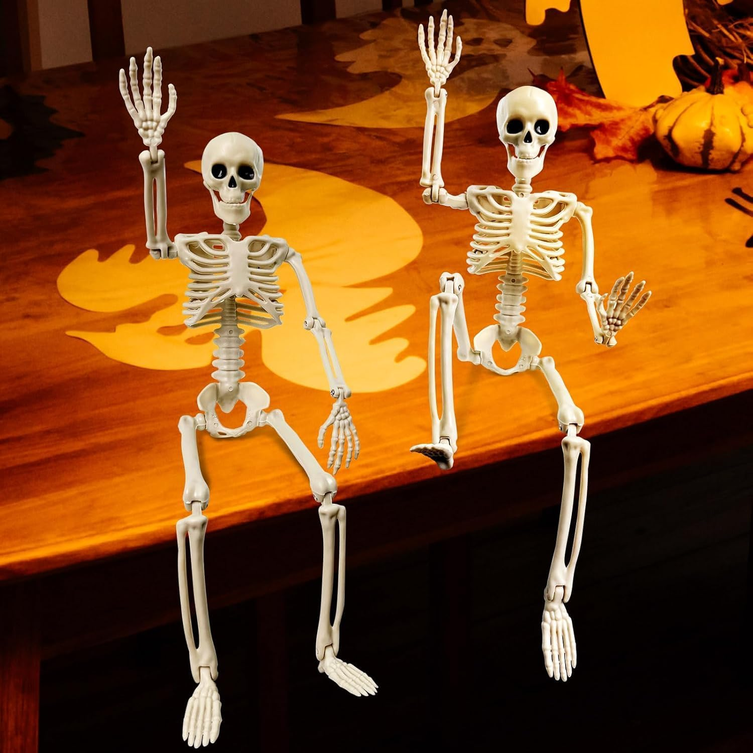 Halloween Skeletons Decorations, 40Cm Posable Plastic Skeleton 6 Packs, Full Body Skeleton Bulk with Movable Joints, Realistic Spooky Scary Skeletons for Yard, Lawn,Halloween Party Haunted House image number 1