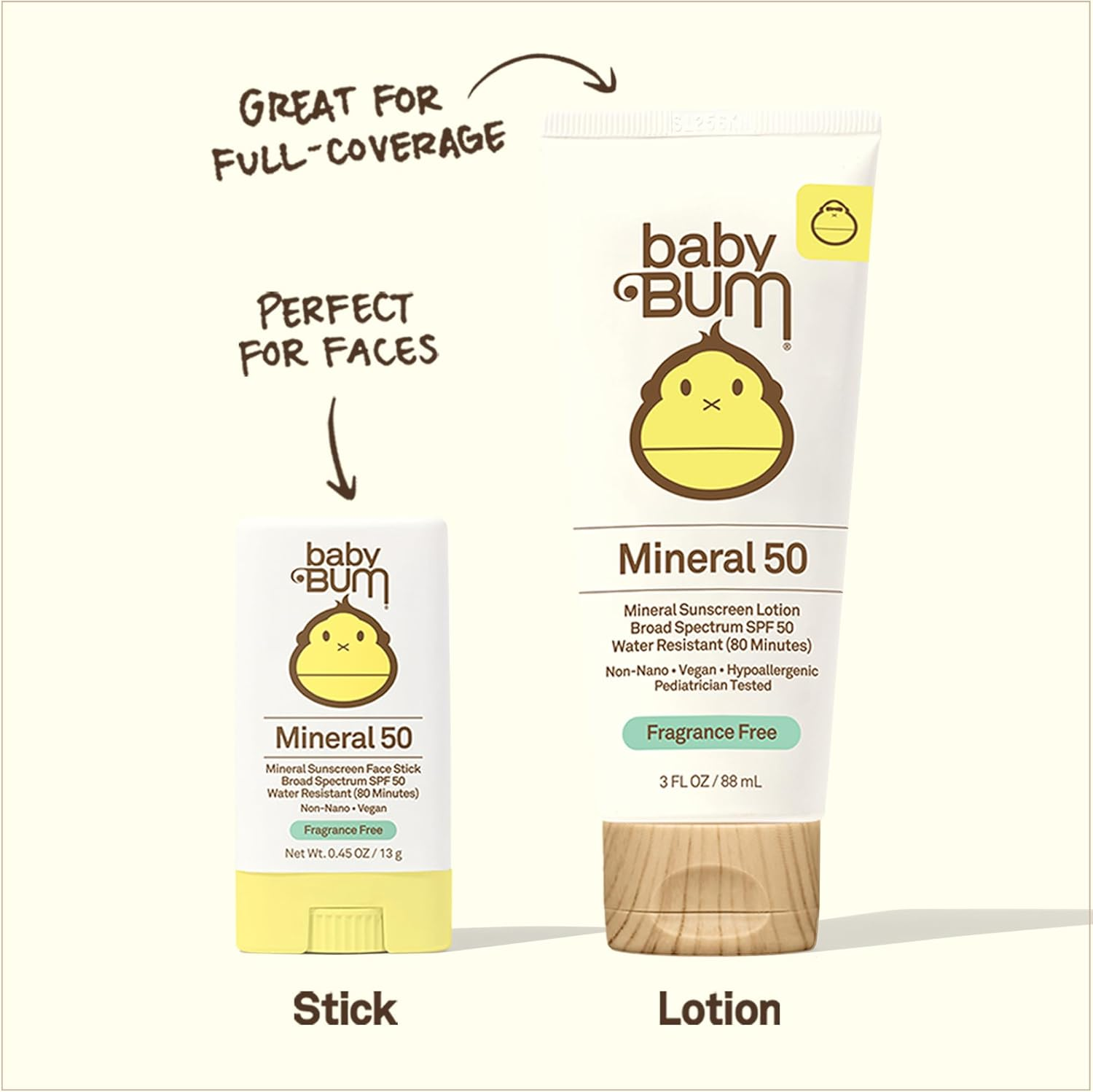 Sun Bum Baby Bum SPF 50 Sunscreen Face Stick - Mineral Roll-On UVA/UVB Face & Body Protection for Sensitive Skin - Fragrance Free - Travel Size - 13G image number 4
