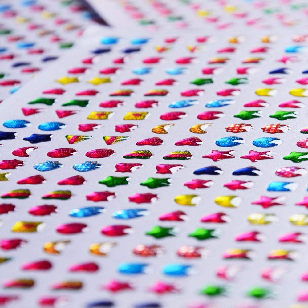 1000+ Stick on Earrings 3D Gem Stickers Glitter Sparkle Crystal Stickers Sticker Earrings for Girls Multiple Colors & Shapes image number 4