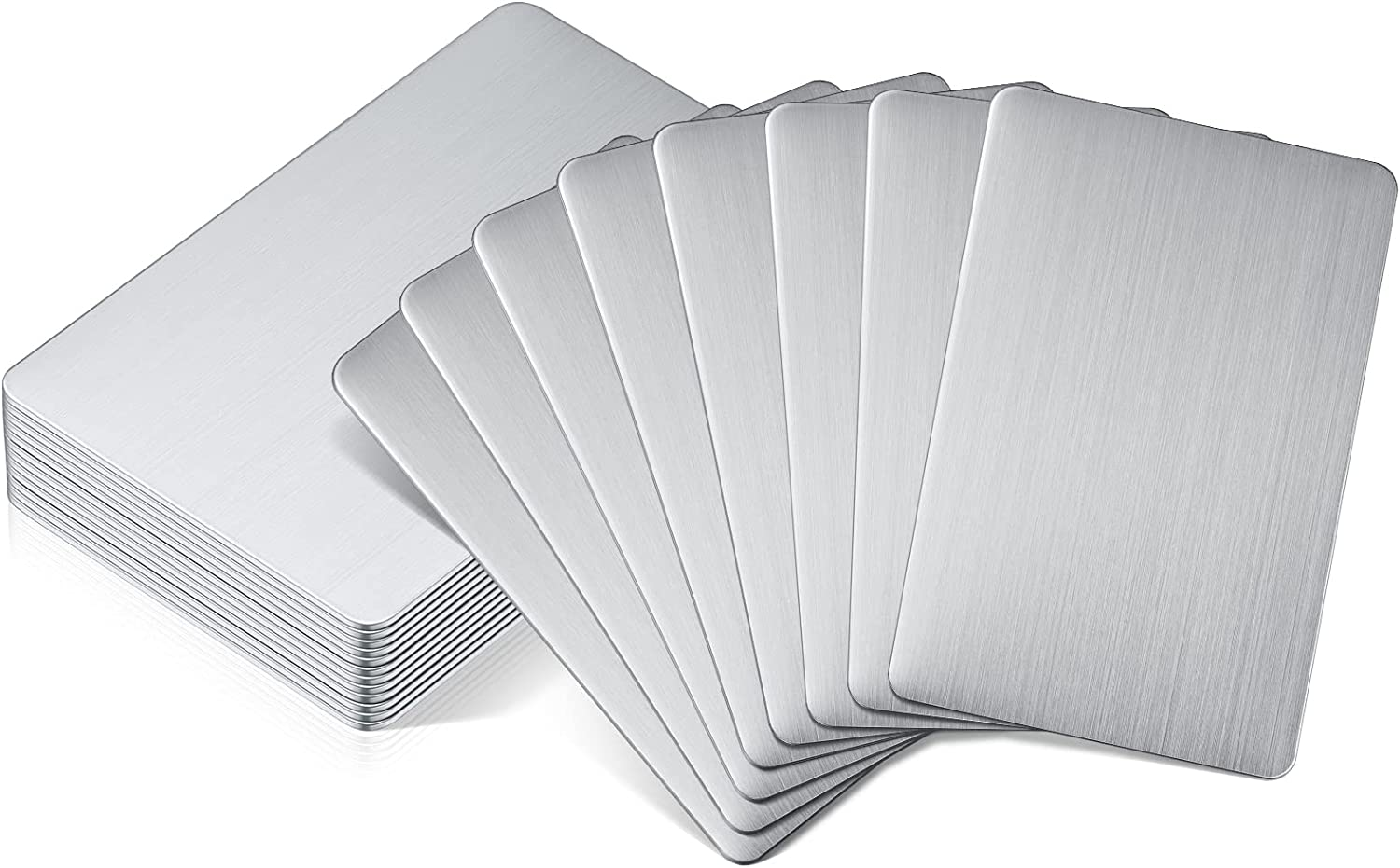 12 Pieces 304 Stainless Steel Metal Business Cards Blank Steel Card Laser Engraving Stainless Cards for House Office Customer DIY Gift Plate Cards, 86 X 54 Mm (0.5 Mm) image number 4