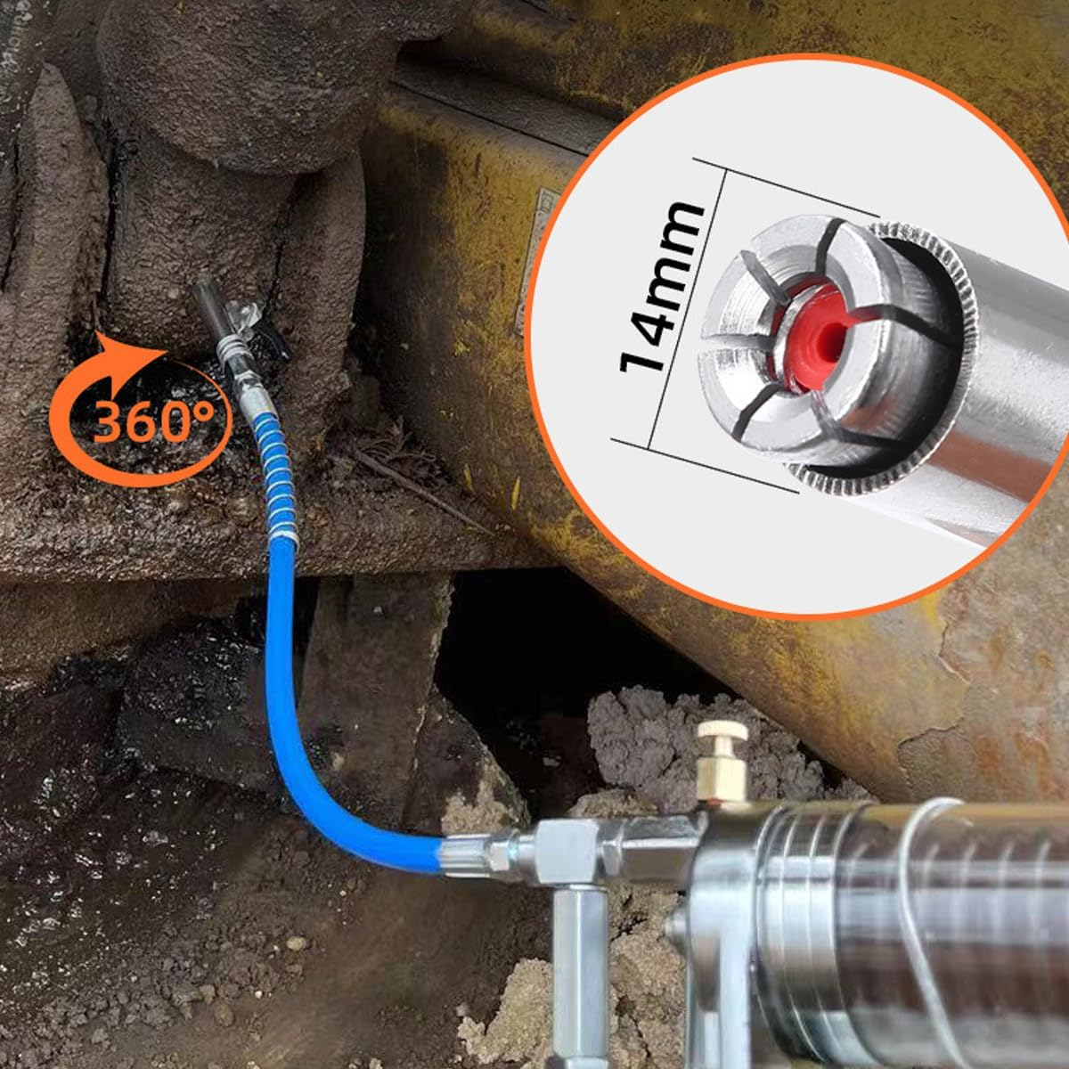 AIMALL Heavy-Duty Quick Release Grease Gun Coupler - NPTI/8 Compatibility, 10000 PSI Maximum Pressure, Metal Build for Durability image number 3