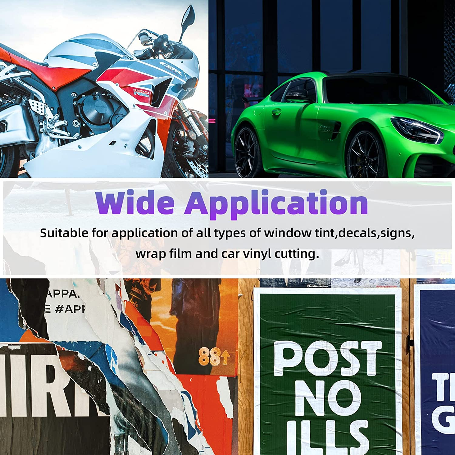 Swpeet 24Pcs Car Wrapping Vinyl Kit, Including Felt Edge Squeegee, Scraper, Spare Felt Replacement for Car Vinyl Wrap, Window Tint, Wallpaper, Decal Sticker Installation image number 2