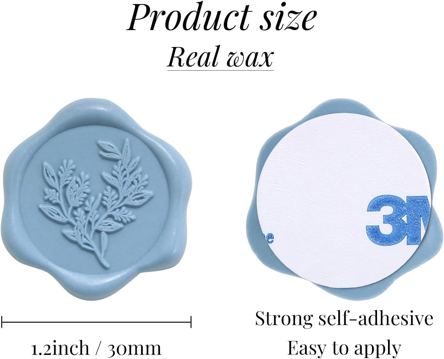 50Pcs Wax Seal Stickers, Blue Eucalyptus Envelope Seal Stickers, Self-Adhesive Light Stickers, Perfect for Wedding Party Birthday Invitation Christmas Wrapping Greeting Cards (Blue) image number 5