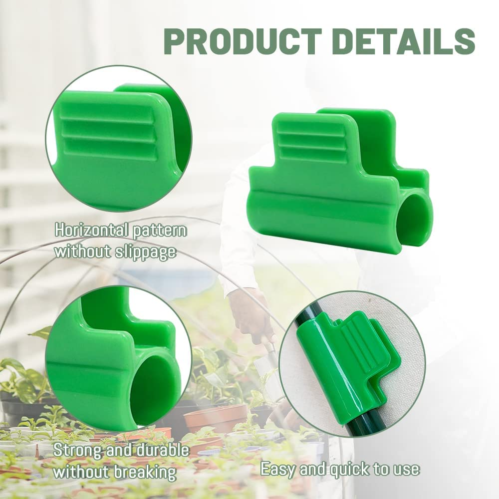 48Pcs Greenhouse Clamps, Greenhouse Clips, Film Row Cover Netting Tunnel Hoop Clip, Frame Shading Net Rod Clip for Garden Hoops, Grow Tunnel, Support Frame, 8Mm/0.31In image number 4