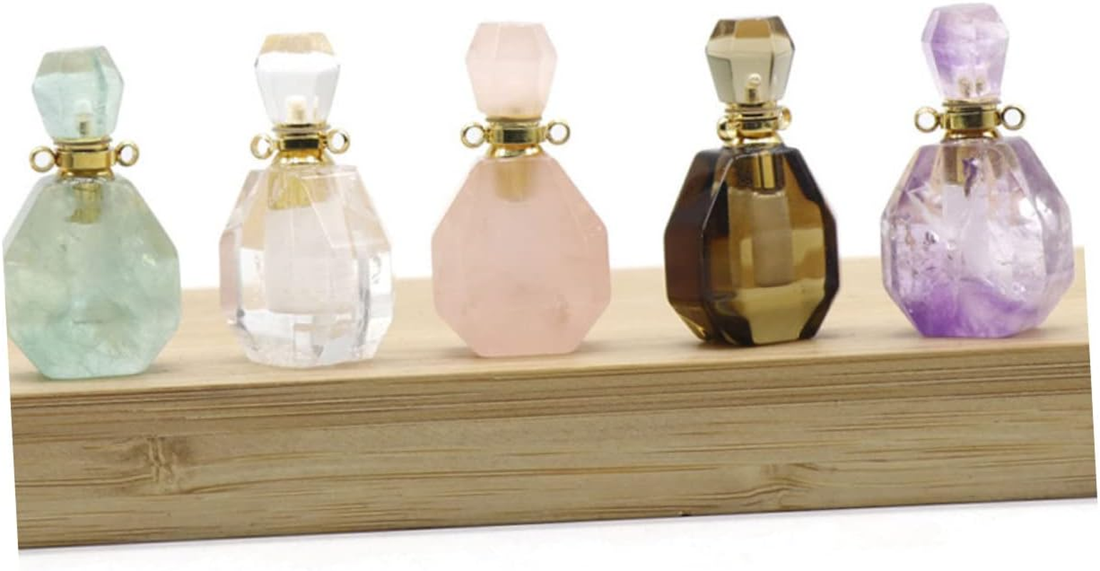 Yardenfun Essential Oil Perfume Travel Bottle Fluorite Crystal Pendant Jewelry Decor Mini Wishing Bottle Necklace Aromatherapy Accessory for Women