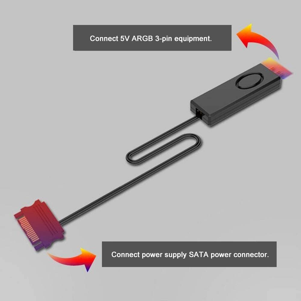 Fan Controller Pc,Argb Controller, RGB Controller,Rf Remote Control,Light Controller PC Accessories 5V Symphony ARGB Black Sata Pin(Black) image number 4