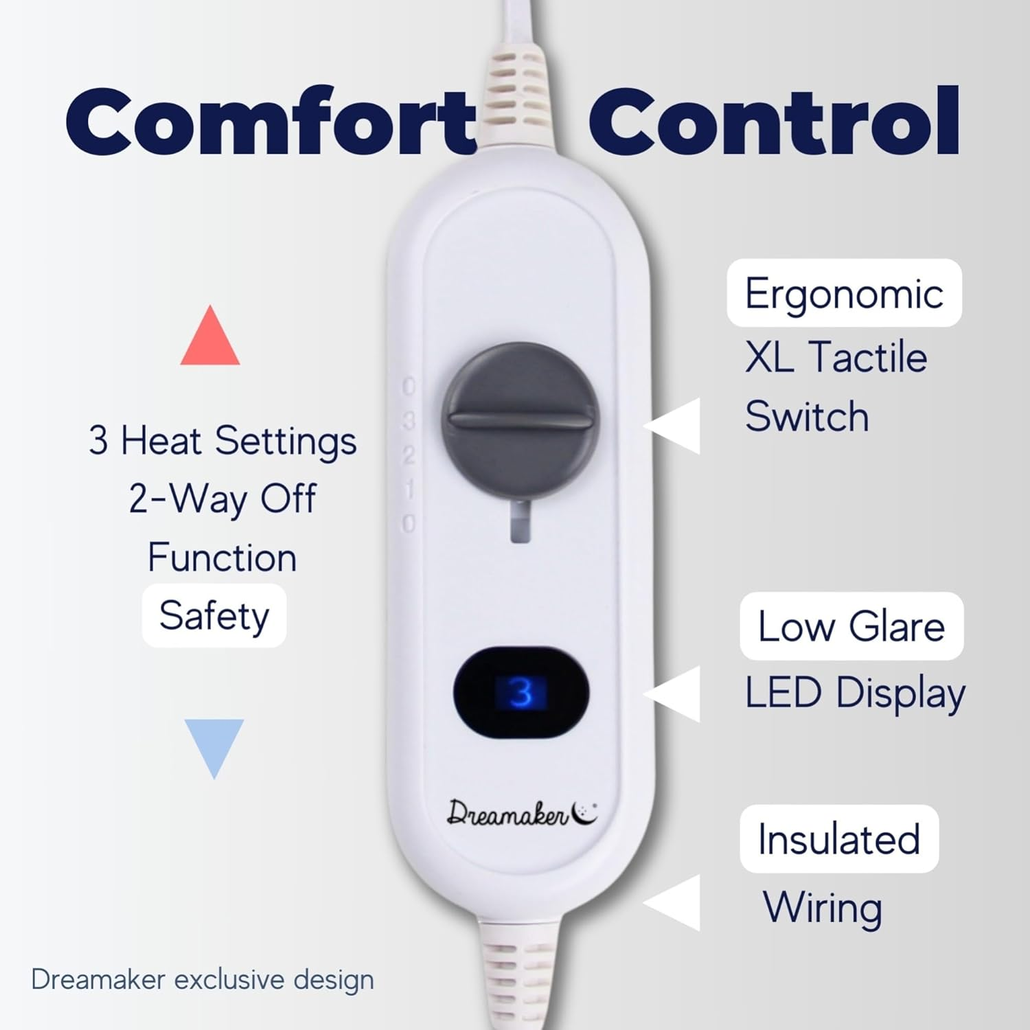 Dreamaker Bamboo Quilted Electric Heated Blanket Fully Fitted with Overheat Protection Eco-Friendly Hypoallergenic Adjustable 3 Heat Settings with LED Display 2 Detachable Controller - (King)