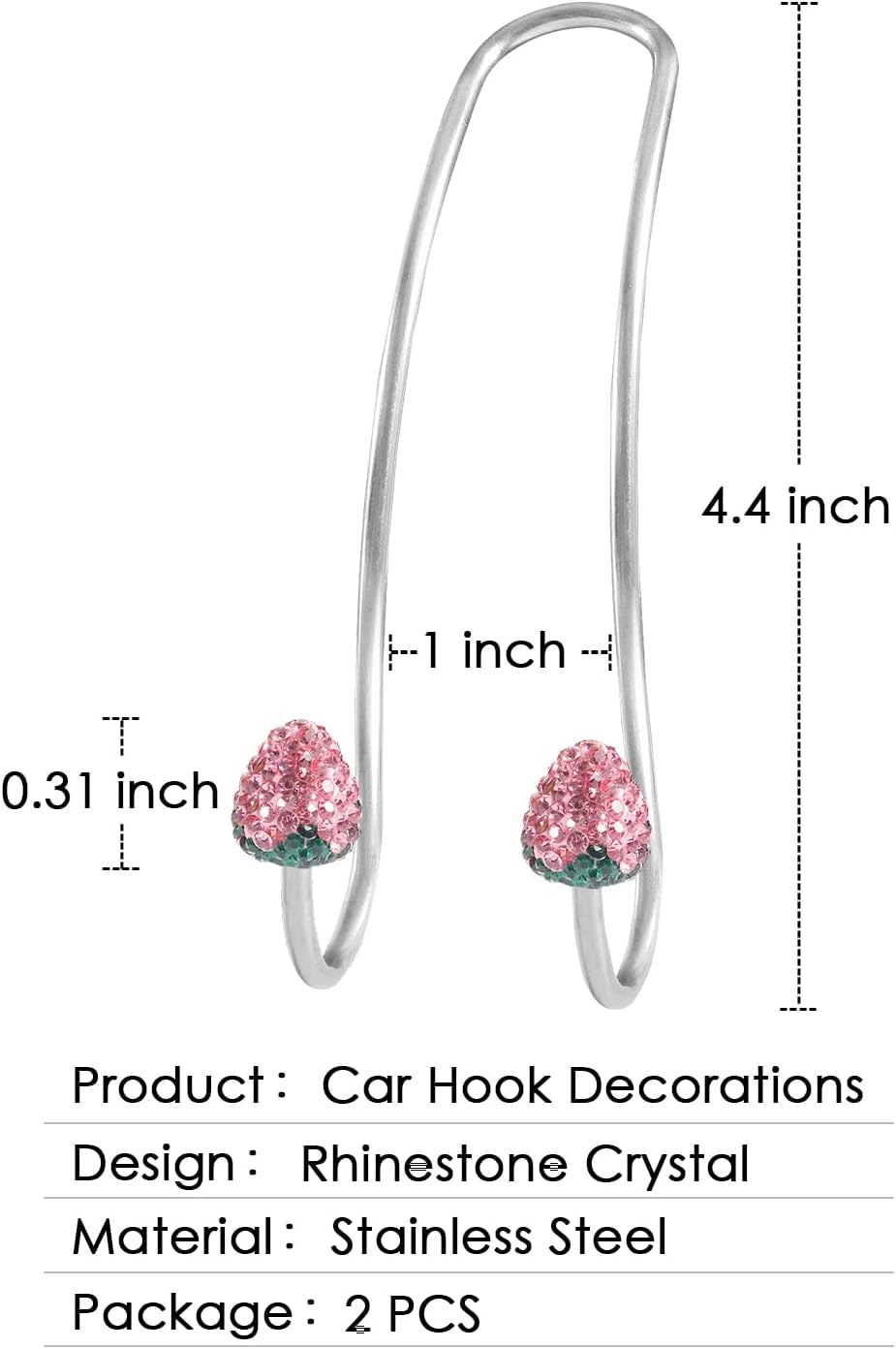 Guoord Pink Car Accessories for Women, 2 Pcs Hot Pink Car Decor Hooks for Purses and Bags, Durable Backseat Holder, Strawberry Purse Hook Hangers, Storage Universal for SUV Truck & Van image number 5