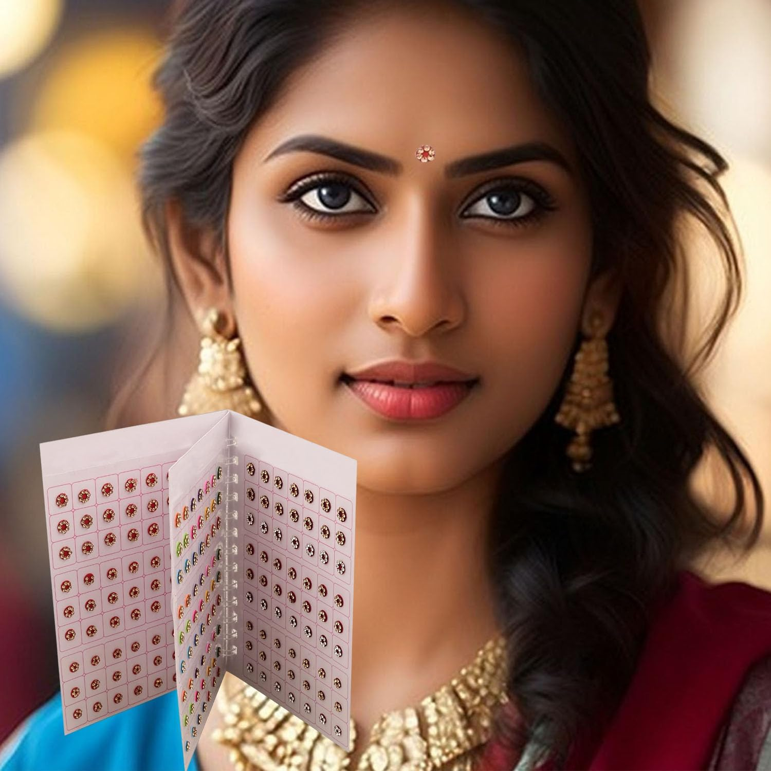 VAMA Girl'S Multicolour Rhinestone Bindi Kumkum Forehead Sticker Bindiya Indian Bindi Booklet (Medium Size 252 Stone Bindis Book) image number 6