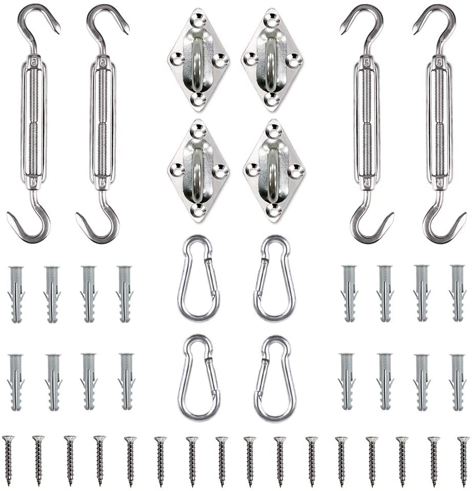 Sun Shade Sail Hardware Kit, Heavy Duty Anti-Rust Rectangle/Square Shade Sail Installation for Patio Lawn and Garden (44 Pcs) image number 4